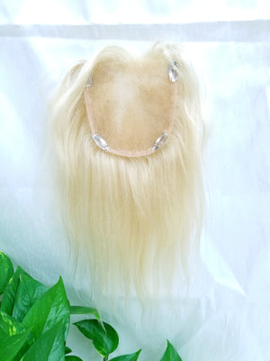 10032, 12", 4x4 Lace Base, Platinum Human Hair Topper - Wigs Only 4 You